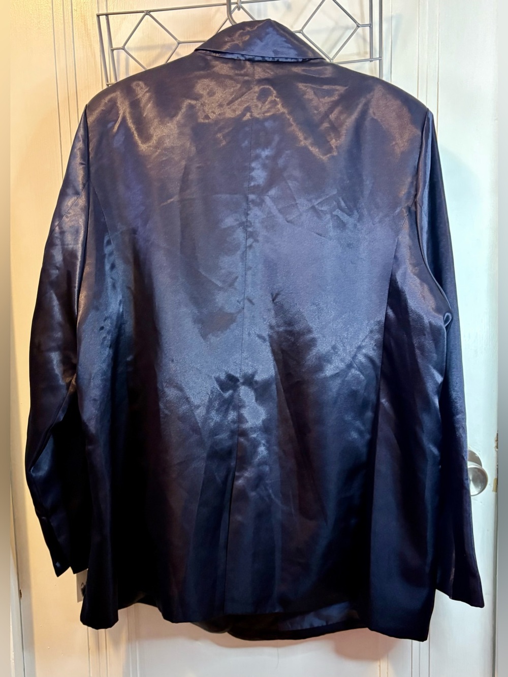 And Now This Women’s Shiny Navy Satin Blazer - Picture 3 of 3
